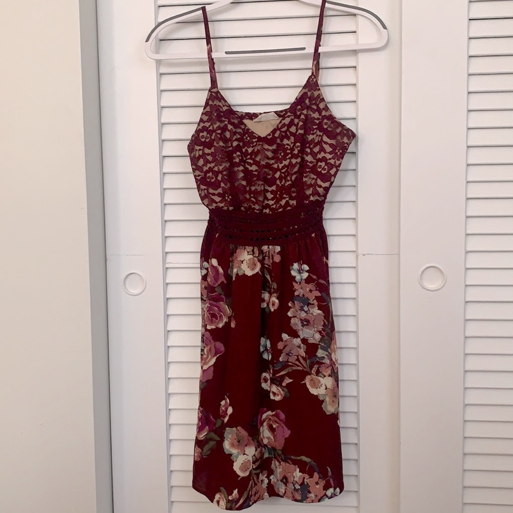 Floral maroon dress